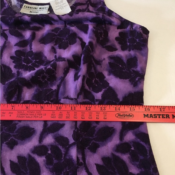 Caroline Wells Vintage Purple Floral Sleeveless Maxi Dress, Petite 12 - Picture 7 of 8